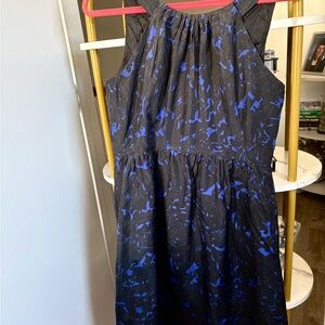 J. Crew Black and Blue Midi Dress